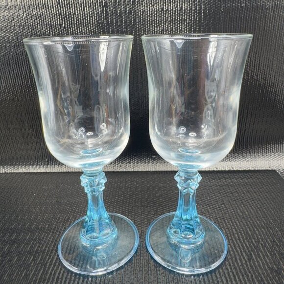 Cristal D’Arques Durand Aqua Blue Stemmed Cordial Glasses Cups Goblets Set 4 VTG - Picture 7 of 9